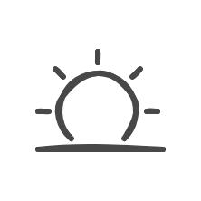 icon of a sunrise in a hand drawn style